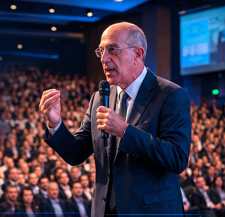Dr. Moris Topaz lecturing to a packed conference auditorium