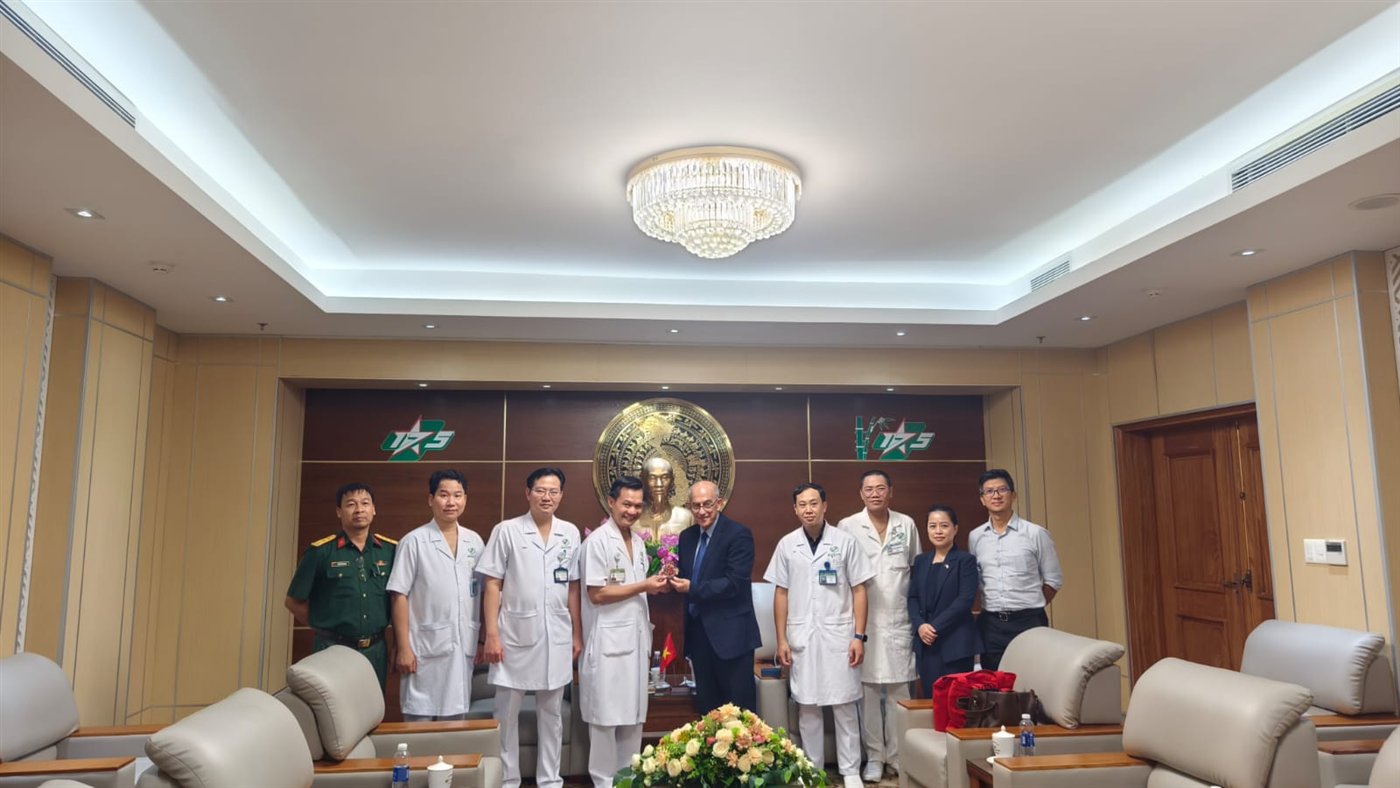 Dr. Topaz received by the medical staff of Military Hospital 175 in Ho Chi Minh City, Vietnam